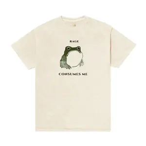 Unisex Cotton Graphic Tee Rage Consumes Me Frog Print Shirt Retro Style Meme Frog Pond Nature Design Top Soft Breathable Short Sleeve Crewneck Casual Streetwear Outfit Gift Idea for Nature Lovers Funny Vintage Inspired Everyday Wear