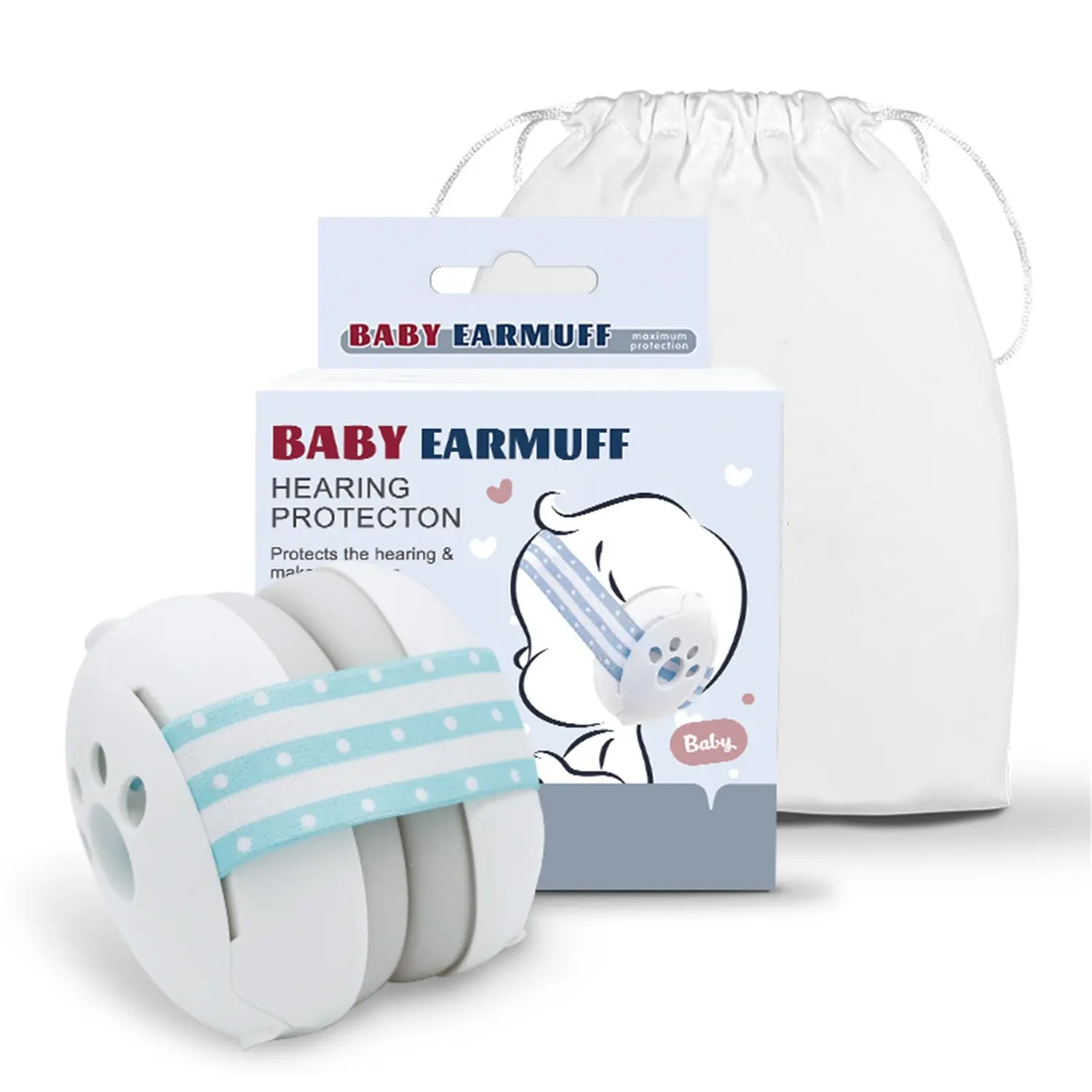 Baby Anti-Noise Ear Protector, Noise Cancelling Ear Muffs, Protection up to 26dB, Hearing Protector for Infant, Noise Soundproofing, Noise Reduction, Better Sleep, Airplane and Travel, Adjustable Non-Slip Headband, Toddlers Up to 36 Months