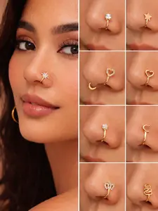 Calistra 9-Piece Clip-On Nose Ring Set (Non-Piercing, Adjustable) |   Unisex Y2K Style Statement |   9 Designs to Switch Up Your Look Anytime |   Perfect for Festival Parties, Everyday Streetwear, Holiday Gifts, Gatherings, and Photo Moments.