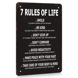 8 X 12 Inch Metal Tin Sign, Motivational Quotes Wall Art, 7 Rules Of Life Poster For Men, Inspirational Posters For Classroom High School, Bedroom Boys Room Home Office, Positive Affirmations Decor