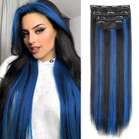 20inch Straight Blue Black Highlights