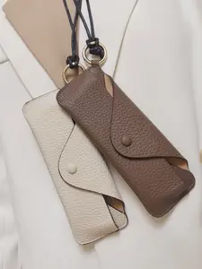 Leather Eyeglass Case with Strap, Genuine Leather Sunglasses Holder, Couples Storage Bag, Stylish and Durable Design