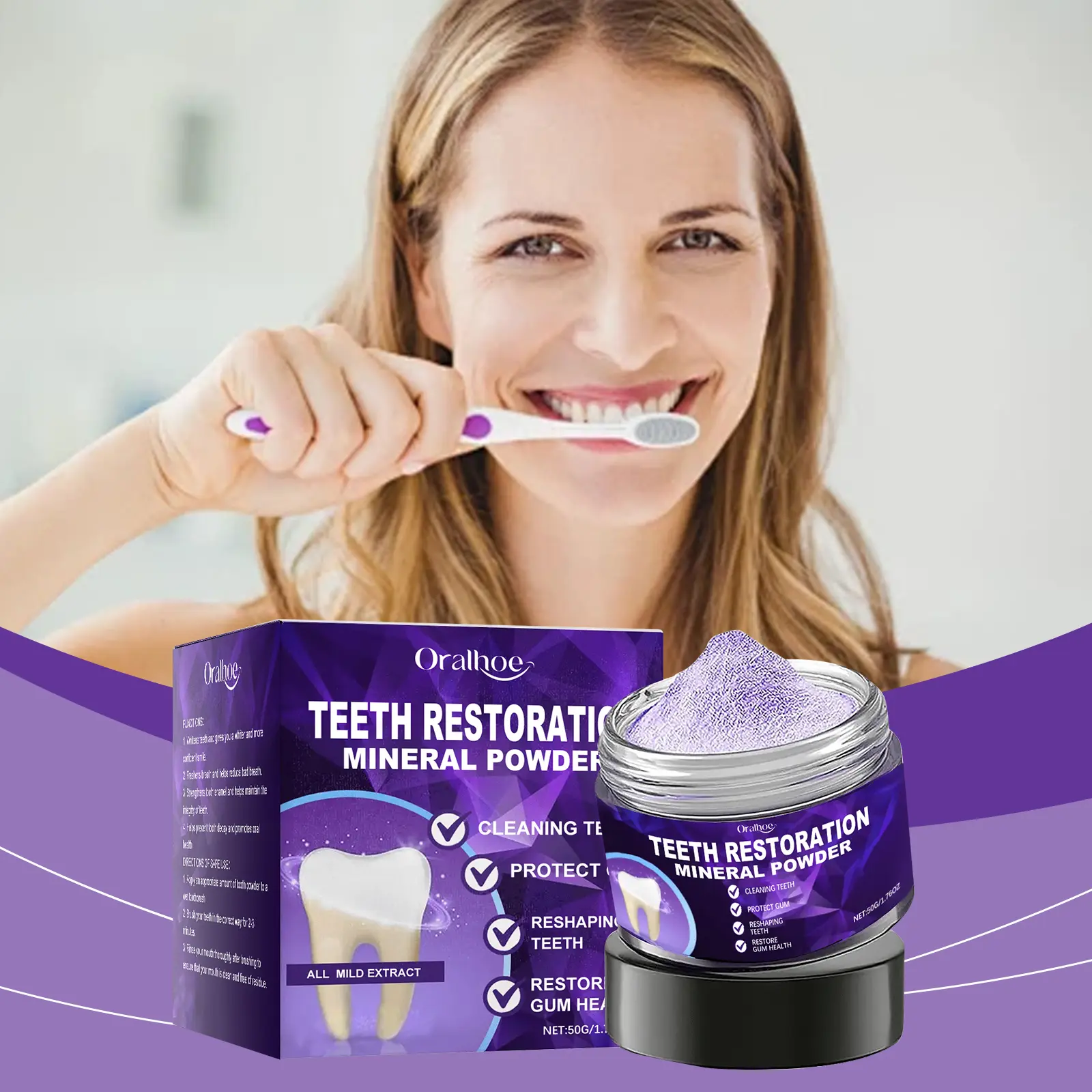 Whitening Tooth Powder for Stain Care & Fresh Breath, Gentle Daily Teeth Cleaning, Enamel Care & Oral Hygiene