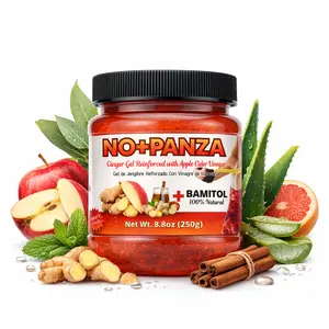 Herbalista NO+PANZA Ginger Gel + Apple Cider Vinegar (8.8 oz / 250g) – Massage Gel con Bamitol – With Ginger, Aloe, Eucalyptus & Cinnamon – 100% Natural Formula