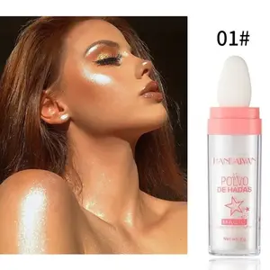 Fairy Highlight Pat Powder, Shimmer Body Face Highlighter with Sponge, Pearlescent Contour Illuminator, Trending Beauty Makeup