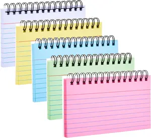 BOWINR 250 Sheets Index Cards with Ring, 3X5 Inches Spiral Bound Flashcards, Colored Ruled Notecards Flash Cards for Studying Nursing School Essentials Office Household Taking to Do List, 5 Colors