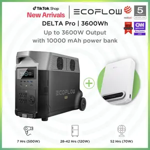 [LIVE] DELTA Pro with 10000mAh Power Bank, 3600Wh, 3600W Output, EcoFlow Portable Power Station, 2.7H to Full Charge, 5 AC Outlets,  120V LFP Battery with Expandable Capacity