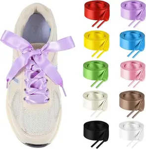 10Pairs Ribbon Shoe Laces 47" Colorful Flat Shoelaces Wide Shoe Strings for Athletic Running Sneakers Boot Women Men