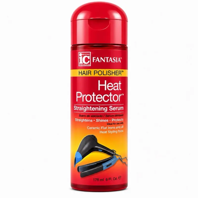 Fantasia IC Heat Protector Hair Polisher Straightening Serum with Aloe & Vitamin E, 6 fl oz (178 ml)