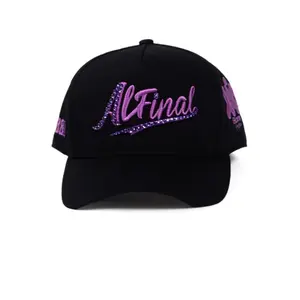 HAT AL FINAL BLACK AND PURPLE STONES