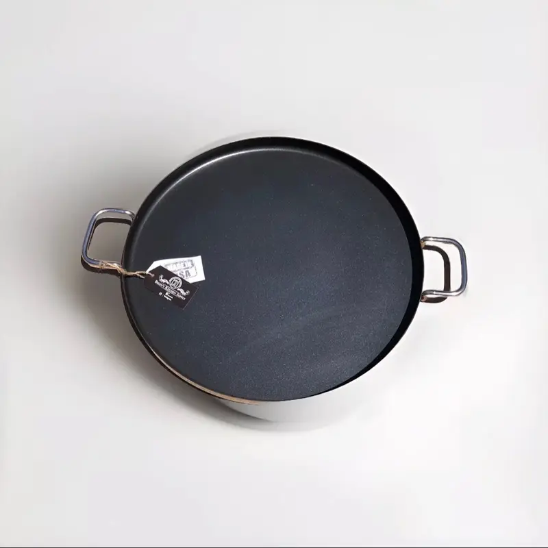 Comal grande 20”in. acero inoxidable con Teflon Antiaderente extra grueso doble fondo Stainless Round Grill Steel Cookware Pans