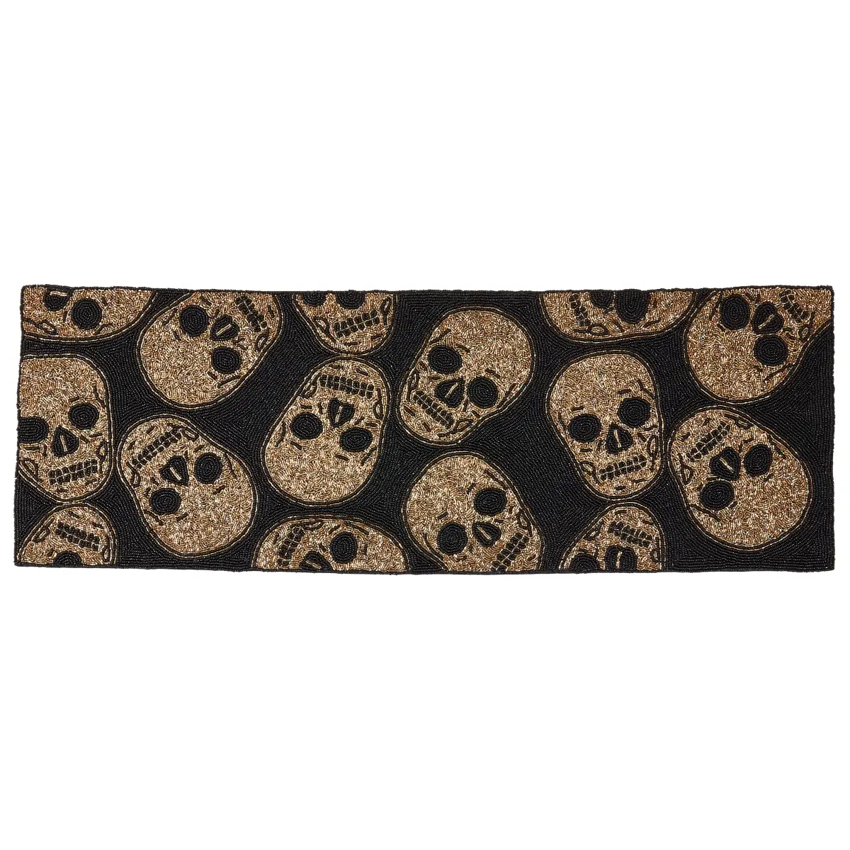 Beaded Skulls Table Runner - Dark Gold - 13 x 35 in. - Unique Design