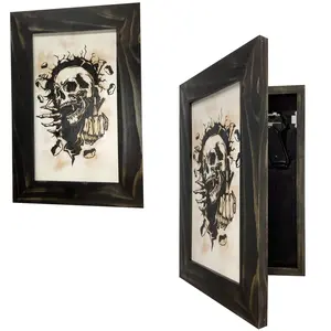 Gothic Skull Giving Middle Finger Decorative Gun Cabinet To Securely Store Your Gun In Any Room! Organiser Racks Magnetic Wall Insert