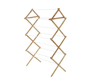Space-Saving Folding Bamboo Clothes Rack