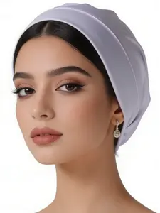 Non-Slip Solid Color Muslim Head Cap, Fitted Turban Hat for All Hijab Styles, Casual Plain Design, Perfect for All Seasons