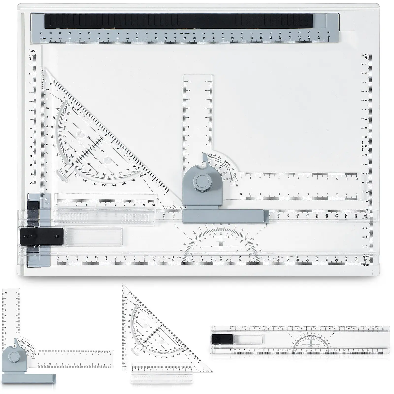 A3 Compact Sketching Surface, Versatile Metric Design Table with Transparent Ruler, Parallel Movement, And Adjustable Angle Measurement System (A4)