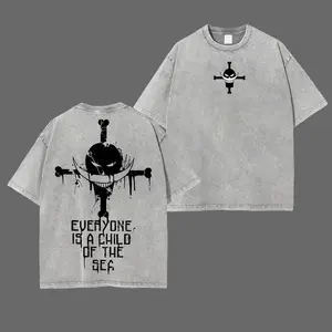 Limited Whitebeard Status - Everyone Is A Child Of The Sea - OP Oversized Washed Tee, Retro Unisex Graphic 90s Vintage Anime Manga Acid Washed Lightweight Cotton Washed Tee, Gift For Anime Fan, Anime Y2K Streetwear T-Shirt