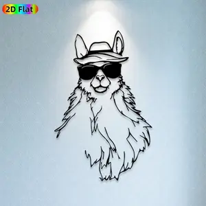 1pc Cool Llama Metal Wall Art,Cool Llama Statue Mural, Ideal Gift for New Year, Easter, Llama Decor Enthusiasts, Weather-Resistant Metal Wall Decor Wall Sculptures, Perfect for Living Room Wall & Garden Fence Llama Enthusiasts