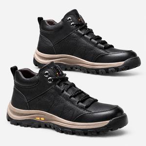 Men's Mid Top Casual Hiking Boots Lace Up Leather Outdoor Shoes