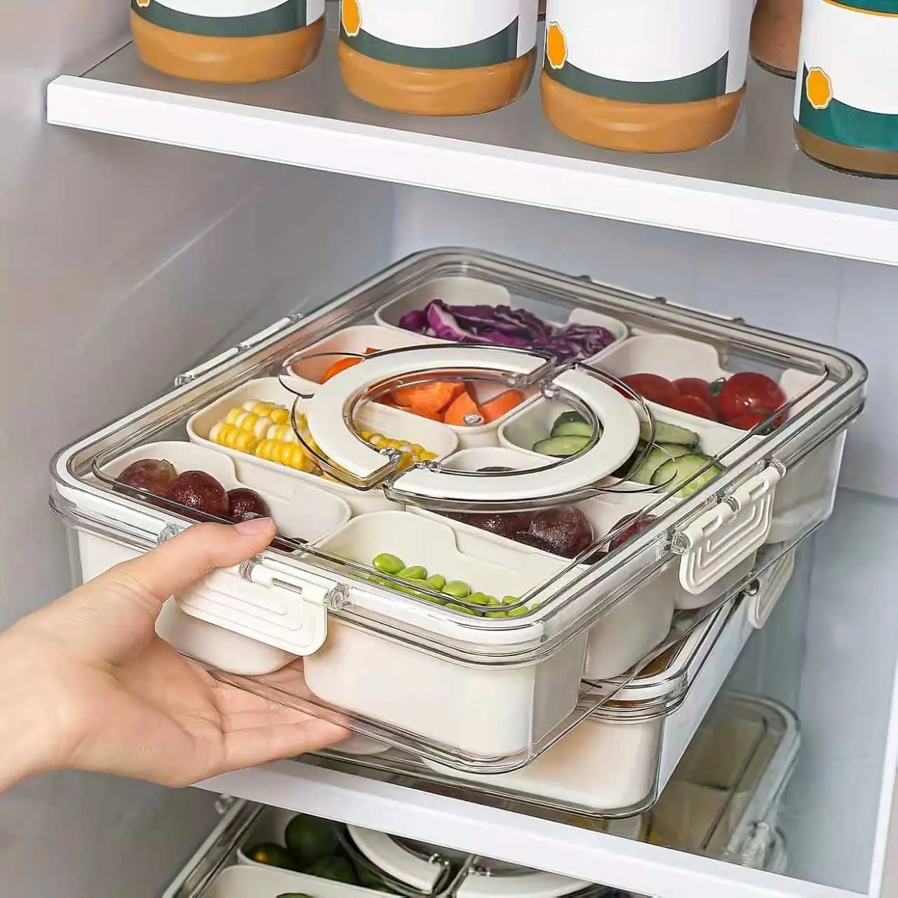 Multi-Functional Bento Box with Eight Compartments, Airtight Lid, Durable Material, Ideal for Lunch and Storage, Home and Office Use