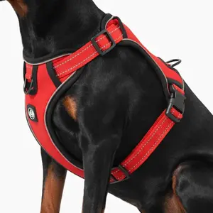 EVERKING Breathable Dog Vest Harness, Lightweight No Pull Chest Harness for Medium Large Dogs, Adjustable Reflective Soft Padded Walking Harness (Red, M)