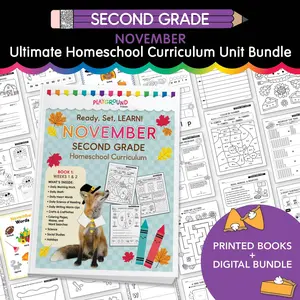 Ultimate Second Grade November Homeschool Curriculum Bundle