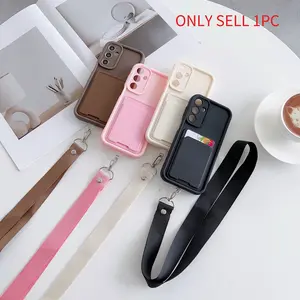 Suitable for Infinix Tecno series Note30/40/50/Smart7/Smart8/Smart9/Smart10/Hot30/Hot40/Hot50/Hot60/Spark10/Spark20/Spark30C/Spark40C Insert card holder, hanging rope phone case, supports storing cards and photos, equipped with a detachable hanging rope