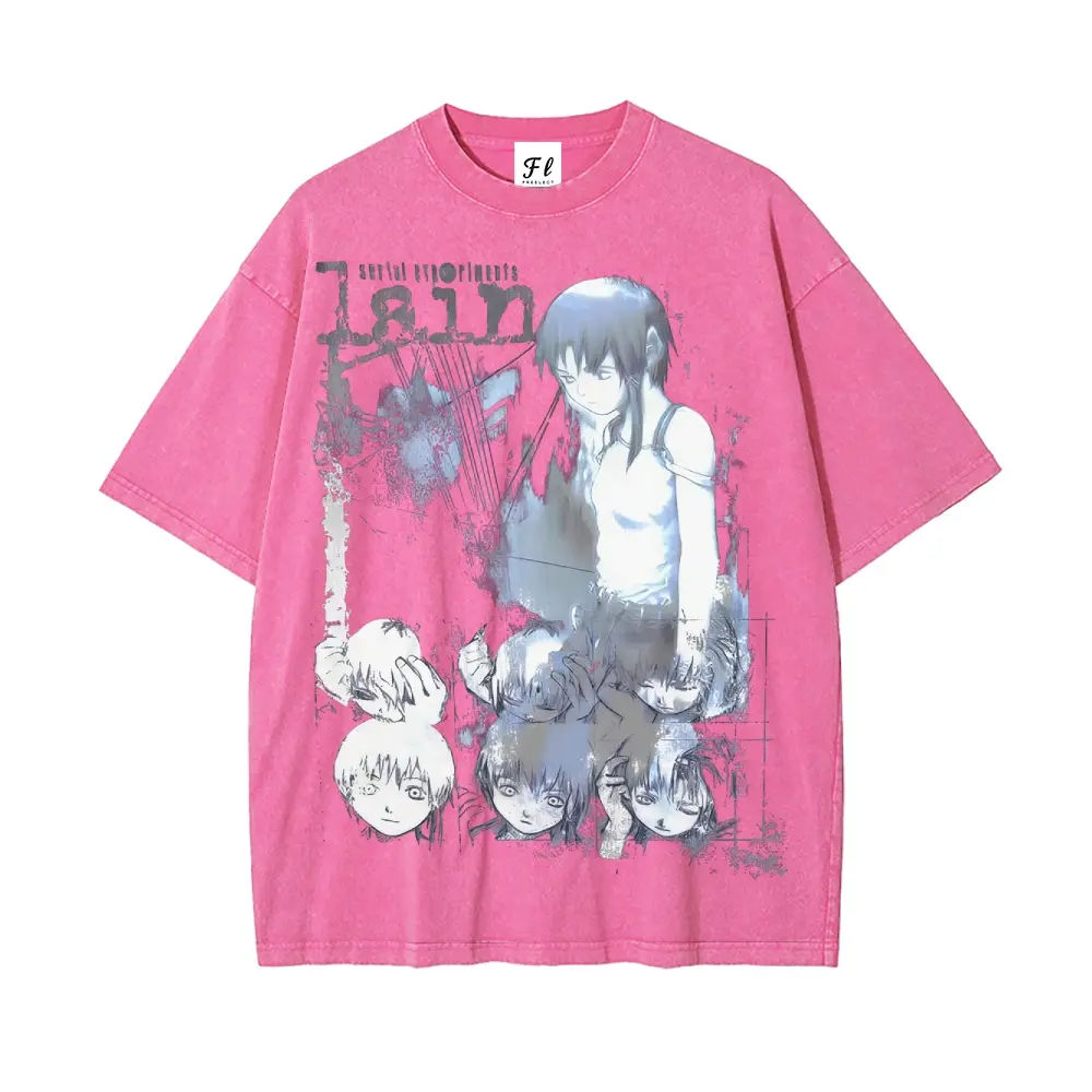 Serial Experiments Lain Anime Vintage Washed Heavyweight Cotton T