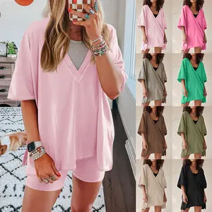 Urban Leisure Two Piece Set Relaxed Crewneck Tee and High Waist Shorts