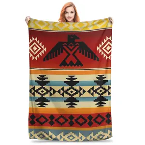 Thunderbird  Native American Pattern Blanket Soft Warm Flannel Throw Blanket Plush for Bed Living room Picnic Travel Home Couch