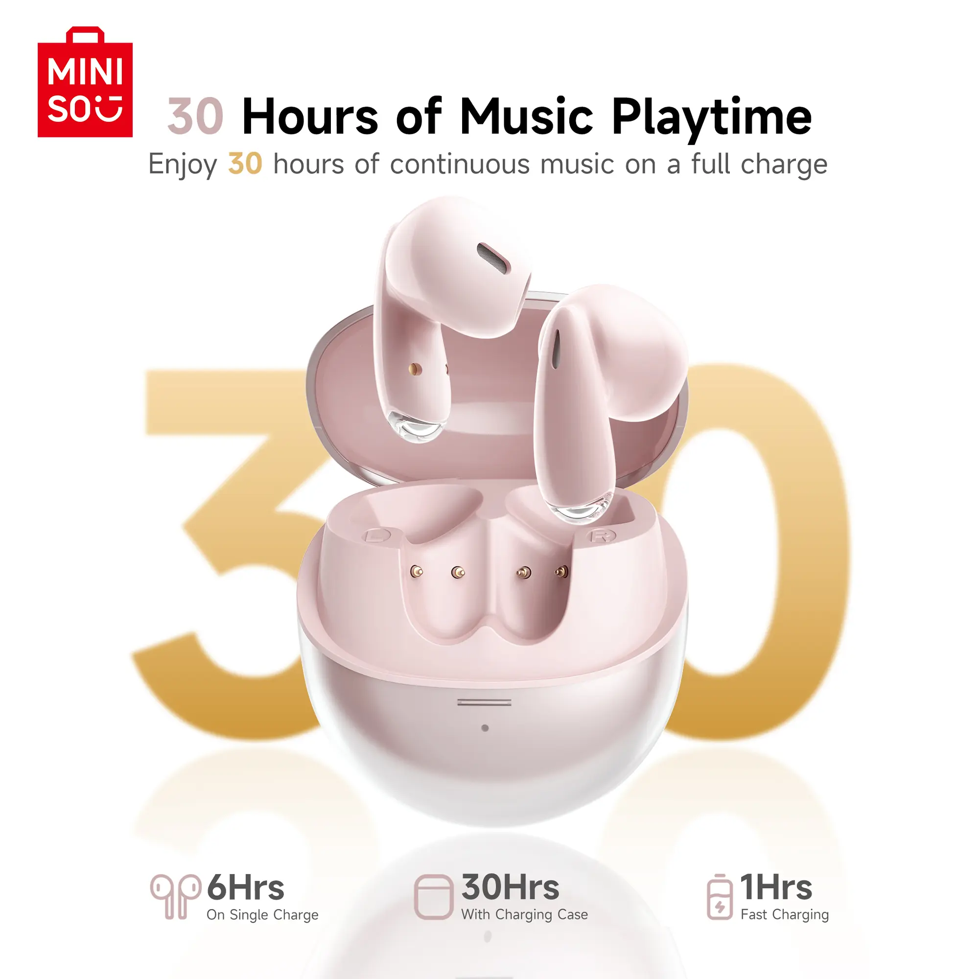 MINISO TWS 11 Wireless Earbuds with Bluetooth 6.0, In-Ear Silicon Design, Waterproof, Built-in Microphone, Stereo Sound, Noise Cancellation, Transparent Mode, Suitable for Sports & Gaming, Voice Control
