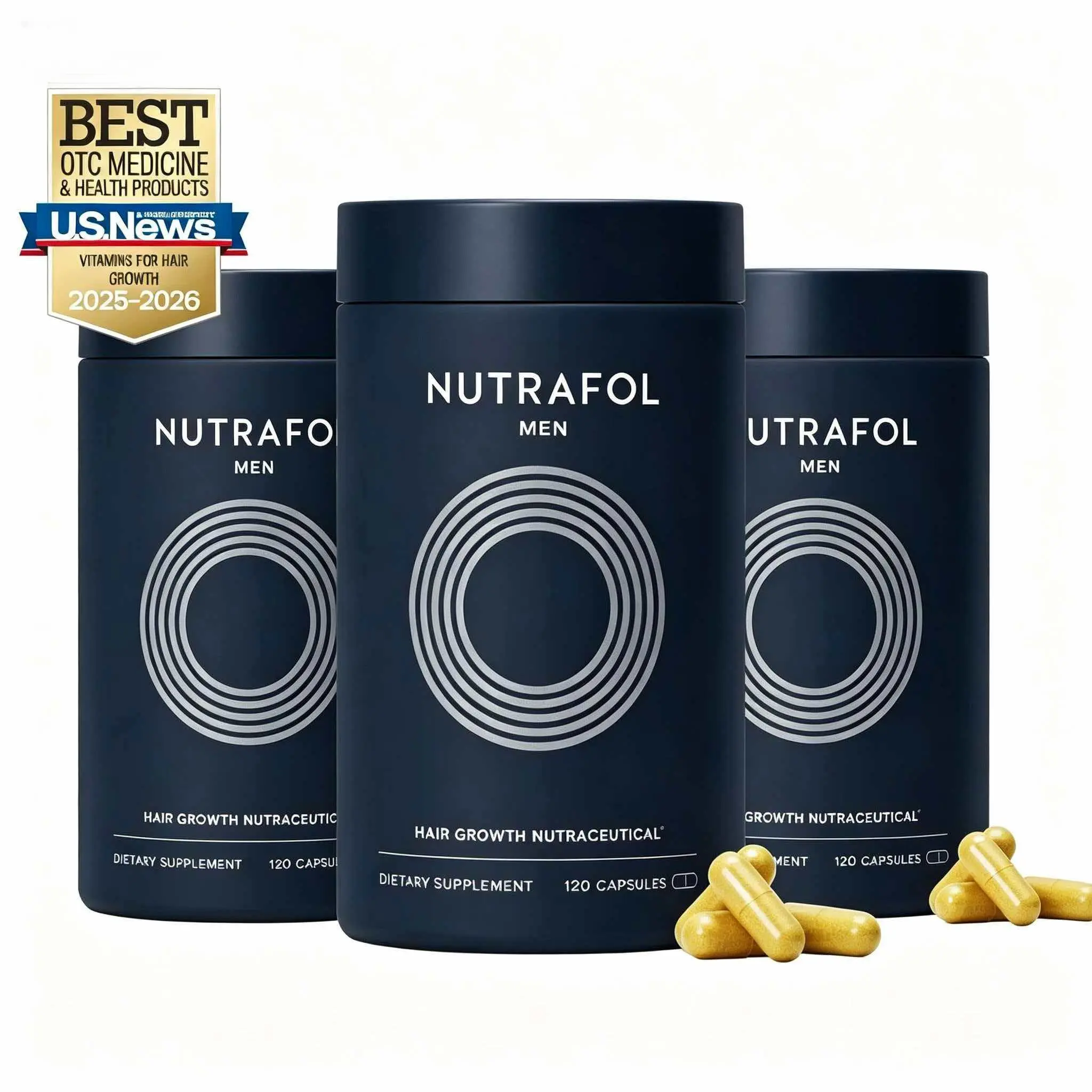 Nutrafol Men Ages 18-49 Hair Growth Supplements, Clinically Tested for Thicker Hair and Fuller Scalp Coverage, Dermatologist Recommended - 1 Month Supply