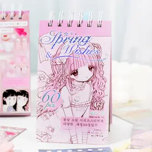 60 pieces/set Korean sweet stickers Comic girl theme Coated paper and PET waterproof material Decorated notebook Photo album Creative DIY materials