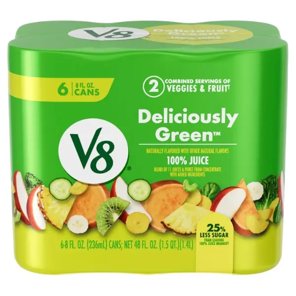 Deliciously Green 100% Fruit and Vegetable Juice, 8 fl oz Can (6 Pack)