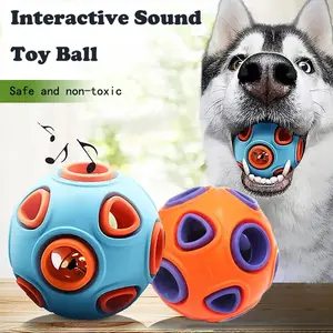 Rubber Dog Balls with Bell, 2 Pack Bouncy Chew Toys Interactive Play for Puppies & Small Breeds