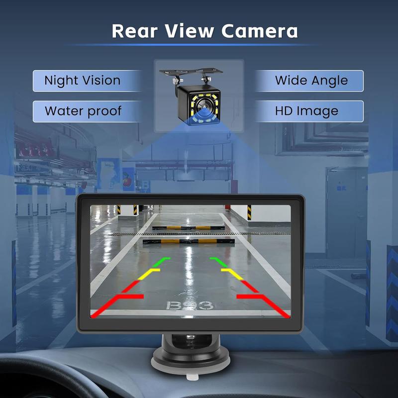 Portable Wireless Apple Carplay & Android Auto Car Stereo with Voice Control,7 Inch Touch Screen Double Din Stereo with Bluetooth, Multimedia Player, Car Audio with Mirror Link/AUX/FM