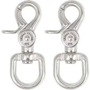 2.65" Trigger Snap Hooks, Marine Grade Stainless Steel 316 Swivel Trigger Snaps, 100 Lbs Capacity Scissor Snaps, 2 Pack Lobster Claw Clips for Flag Pole, Dog Leash, Straps, and Cages