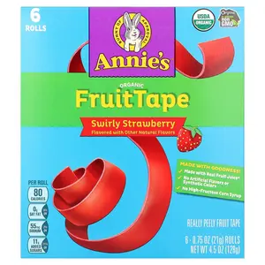 Annie's Homegrown Organic FruitTape, Swirly Strawberry, 6 Rolls, 0.75 oz (21 g) Each