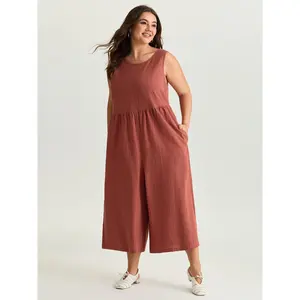 【Summer Turn-Up】BlOOMCHIC Plus Size Pure Cotton Open Back Breezy Jumpsuit [M-6X] 2026 Summer Pick for Mother's Day