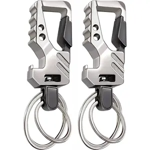 2-pcs Car Keychain with Bottle Opener Multifunctional Pendant for Men Women Silver Black Eco-friendly Zinc Alloy Key Holder Beer Opener Tactical Carabiner