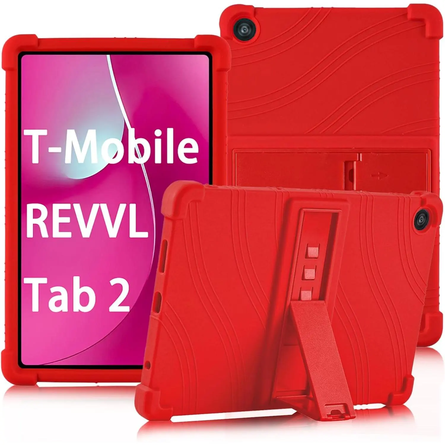 10.1 in Soft Silicone Honeycomb Wavy Texture Cover for T-Mobile Revvl Tab 2 (2025) - Polycarbonate Shockproof Casing, Adjustable Stand Adjuster, Kids-Focused Electronics Accessory
