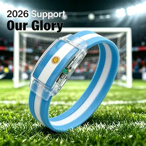 2026 Argentina (ARG) Light Emitting Silicone National Flag Glow In Dark Wristband, Stadium Cheer Bracelet For Competition Day Holiday Favor Competition Day Wristband Team Pride Accessory Soccer Fan Supplies