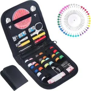 Portable Sewing Kit with 14 Yarn Rolls Thread Needles Threader Tape Measure Scissors for Beginners Adults Travelers Complete Sewing Supplies Organized Storage Case