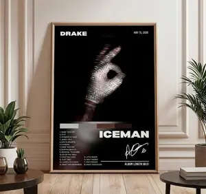 [Unframe] Drake ICEMAN Tracklist Poster, Hip Hop Wall Art, Modern Rap Music Decor, OVO Bedroom Artwork, Gift for Drake Fans