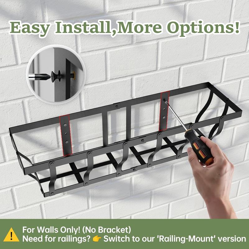 Railing planter boxes heavy duty wallmounted window box planters with coco liner outdoor window flower boxes for windowsill deck porch balcony and patio gardening  24 inch