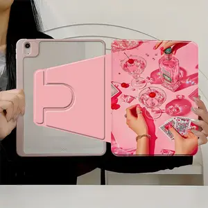 Retro Pink Cocktail Night iPad Case, 360° Swivel Anti-Shock Protective Cover, Y2K Aesthetic Design, Drop-Proof All-Round Protection, Ultra-Light Slim Build, For iPad (A16) 5th & 6th Gen, Perfect for Daily Use & A Sparkly Present for Her