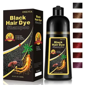 Black Hair Dye Shampoo Instant +100% Grey Coverage-Herbal Ingredients，3-in-1 Hair Color Shampoo Haircare Product，shampoo con color 3-1 son 12 hermosos colores disponibles,Valentine’s Day Gift