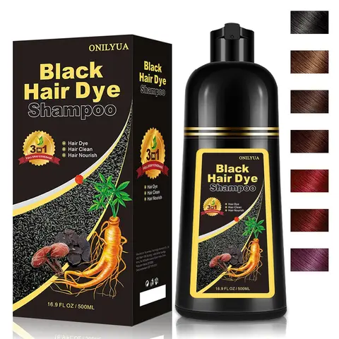 Black Hair Dye Shampoo Instant +100% Grey Coverage-Herbal Ingredients，3-in-1 Hair Color Shampoo Haircare Product，shampoo con color 3-1 son 12 hermosos colores disponibles,Valentine’s Day Gift