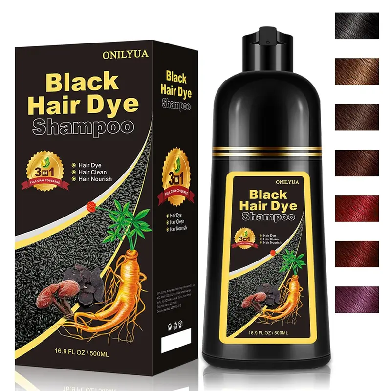 Black Hair Dye Shampoo Instant +100% Grey Coverage-Herbal Ingredients,3-in-1 Hair Color Shampoo Haircare Product,shampoo con color 3-1 son 12 hermosos colores disponibles,Valentine’s Day Gift