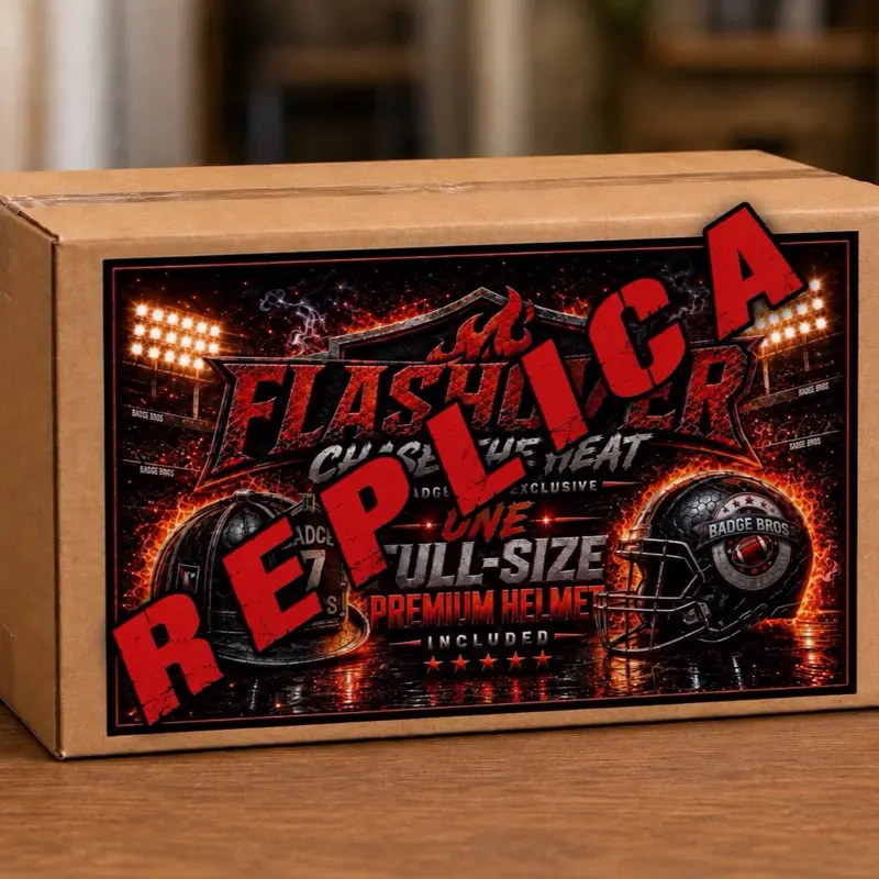 1 Pick Your Team - Full Size Replica Football Helmet- Badge Bros Flashover Box